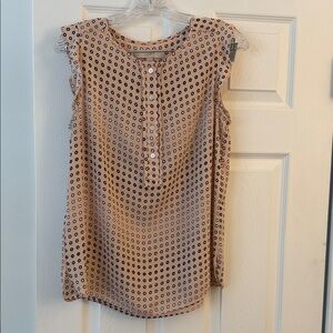 LOFT lightweight Sleeveless Blouse - peach with black design